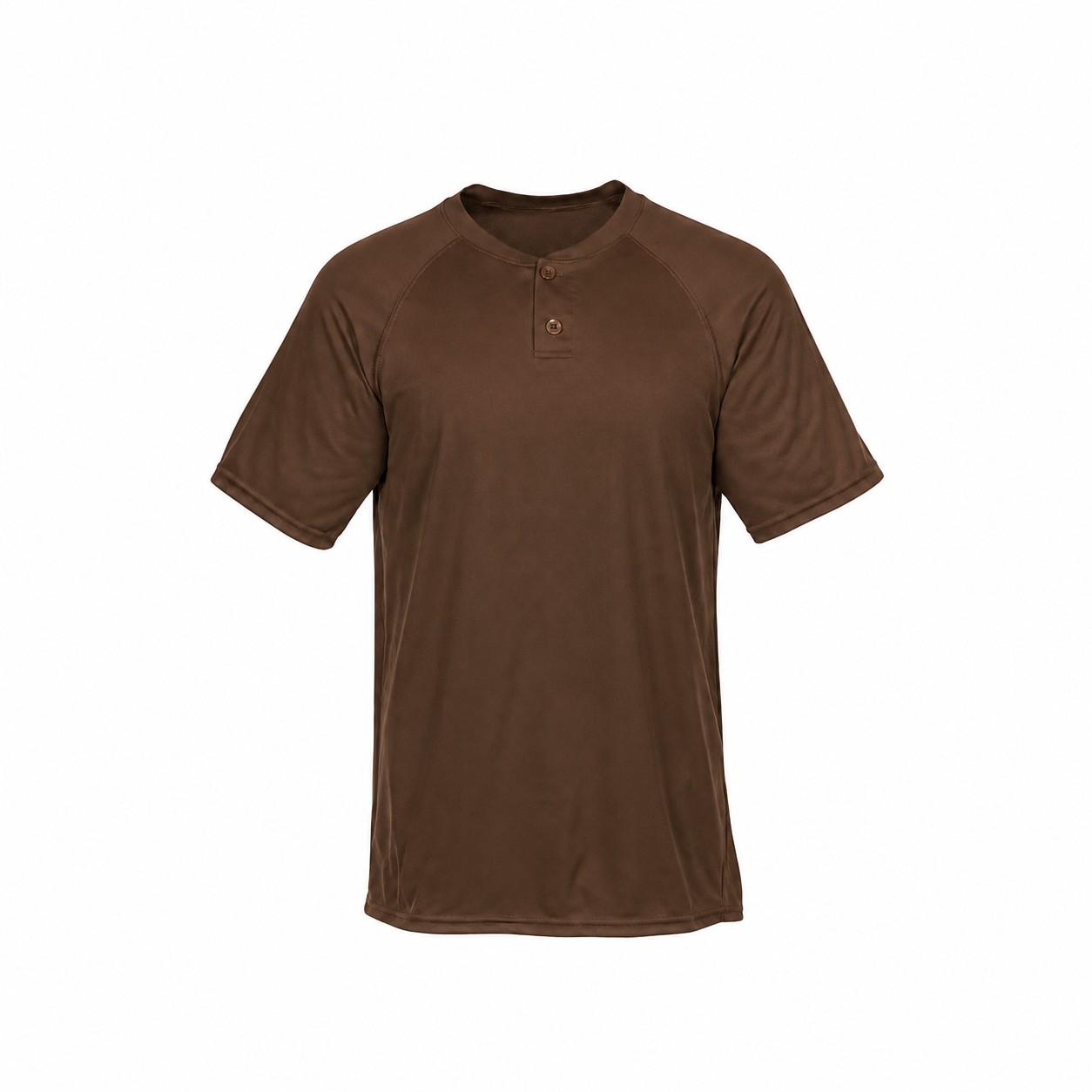 Polyester Two Button Baseball Jersey — Brown