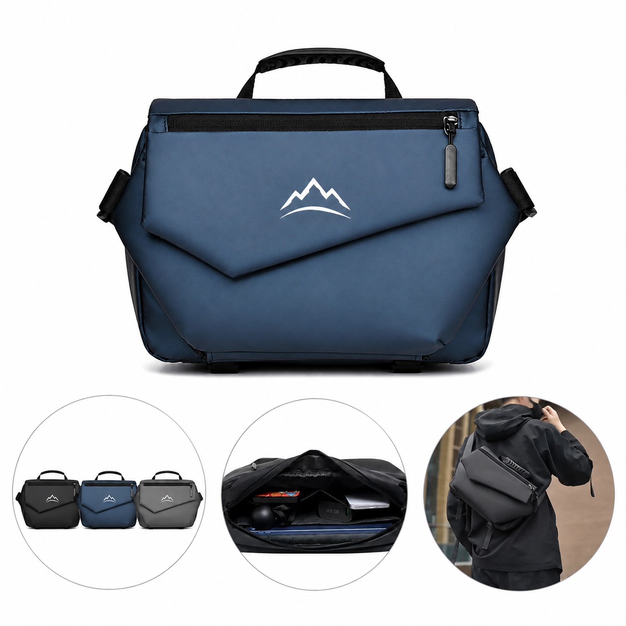 Polyester Flap Front Messenger Sling Bag — view 1