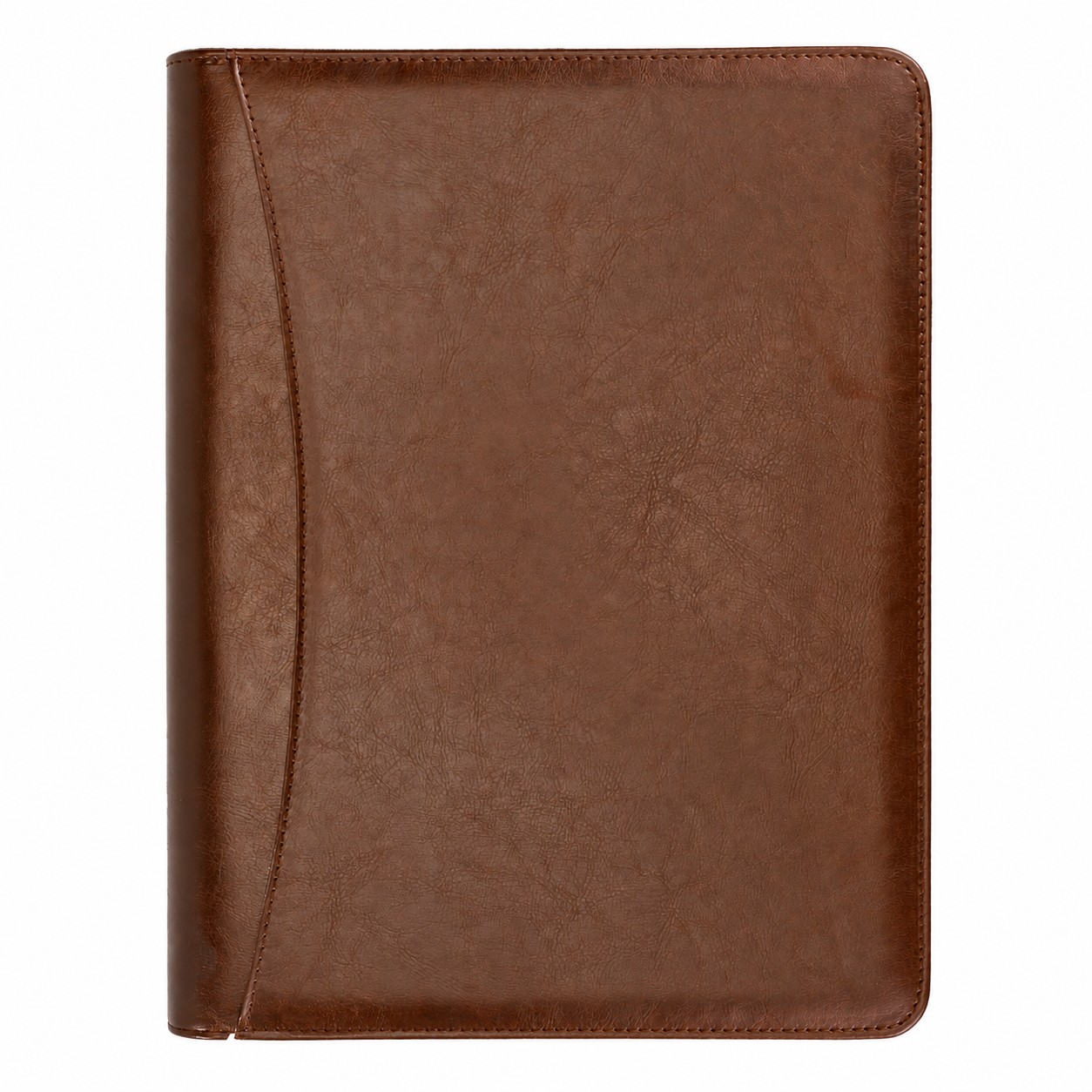 Zippered PU Executive Padfolio — Brown