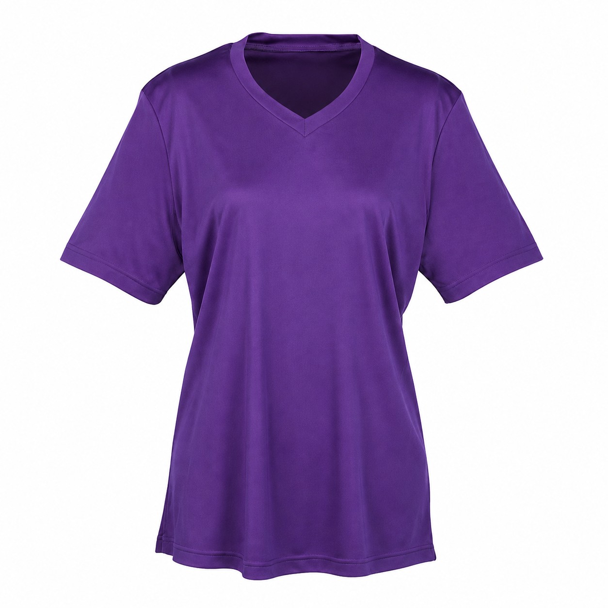 Ladies Polyester V Neck Shirt — Purple