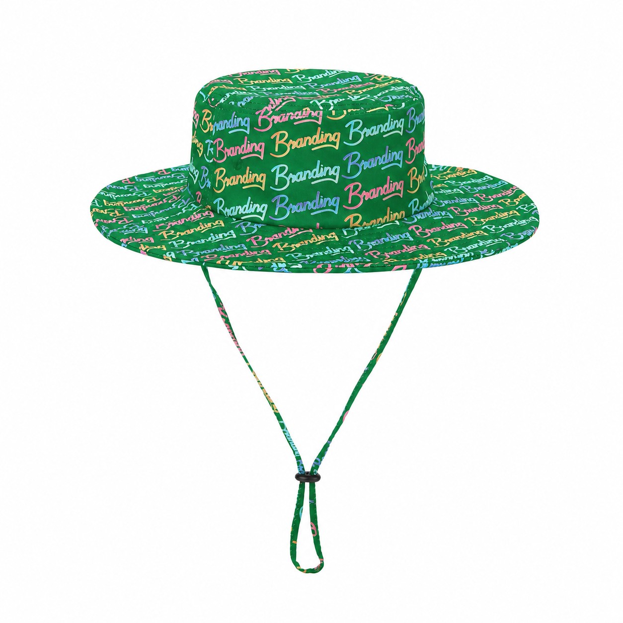 Wide-Brim Polyester Bucket Hat — Green