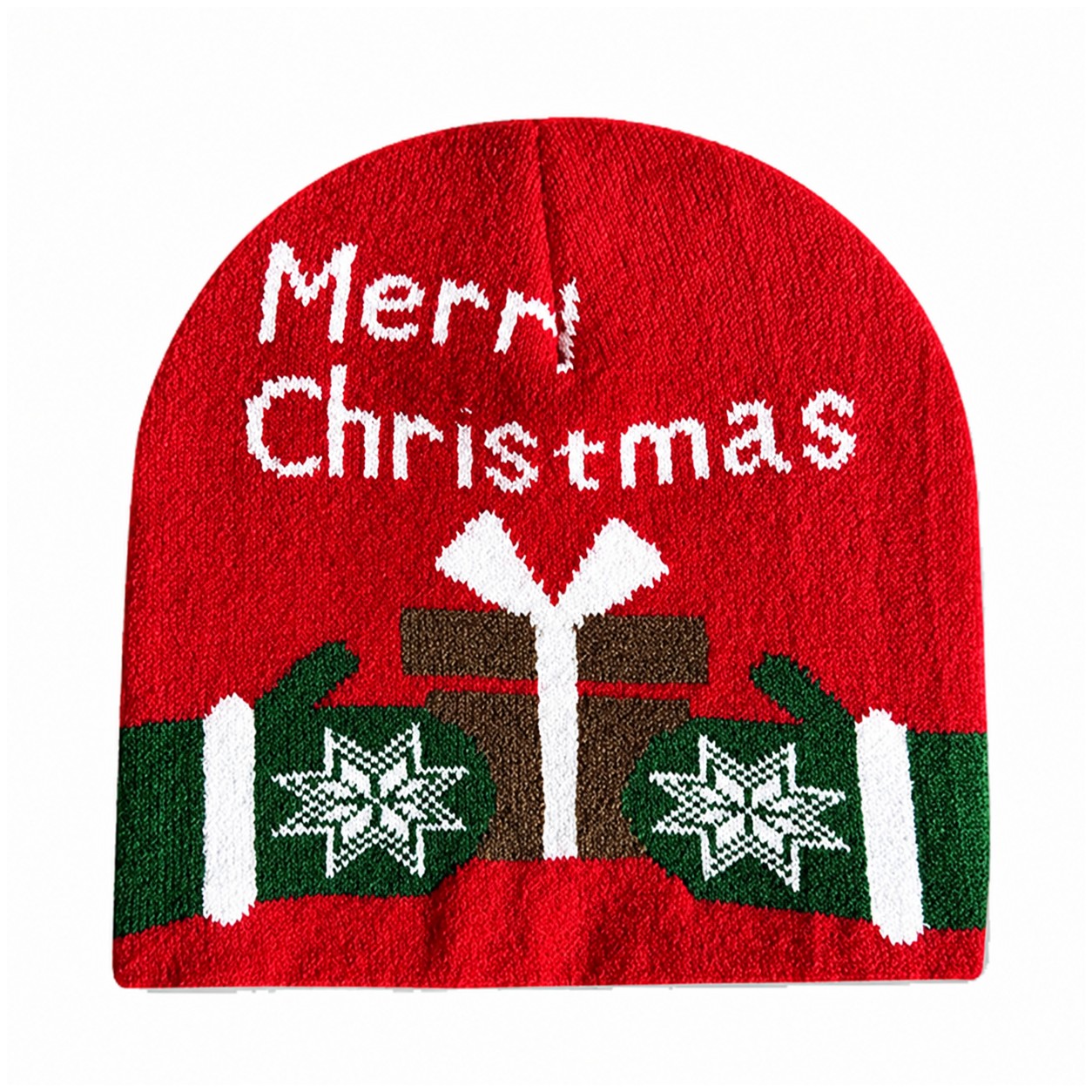 Acrylic Holiday Beanie Hat — Red
