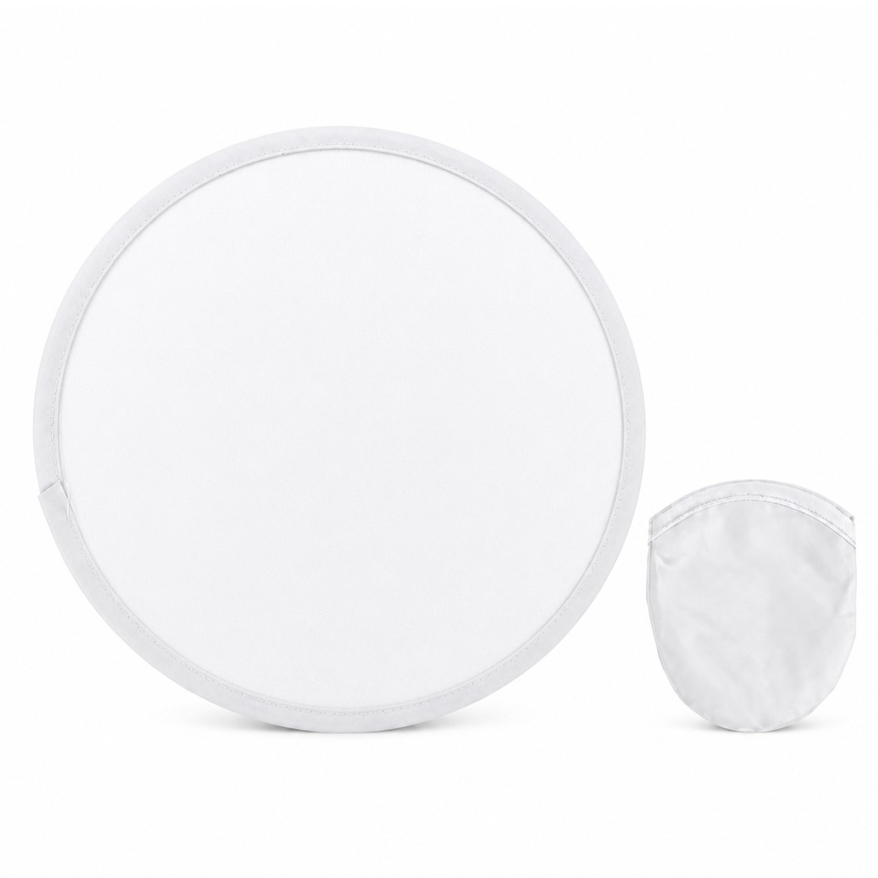 Foldable Nylon Flying Disc With Pouch — White