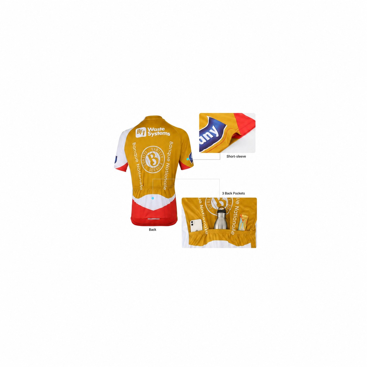 Mesh Polyester Cycling Team Jersey — Gold