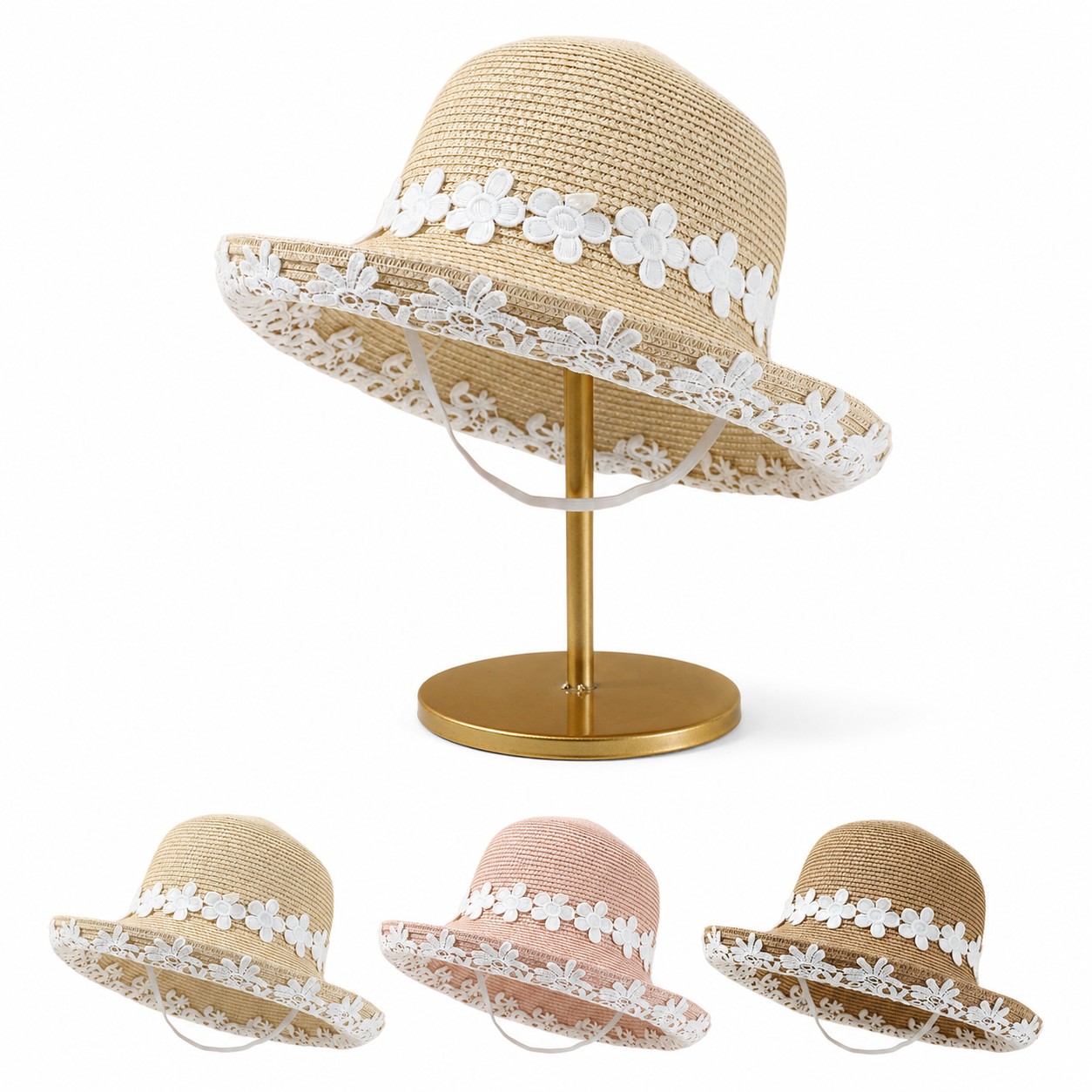 Straw Flower Lace Sun Hat