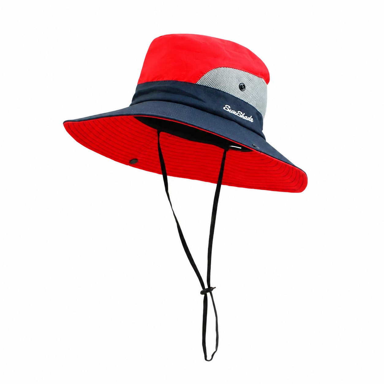 Mesh Band Polyester Sun Hat — Bright Red
