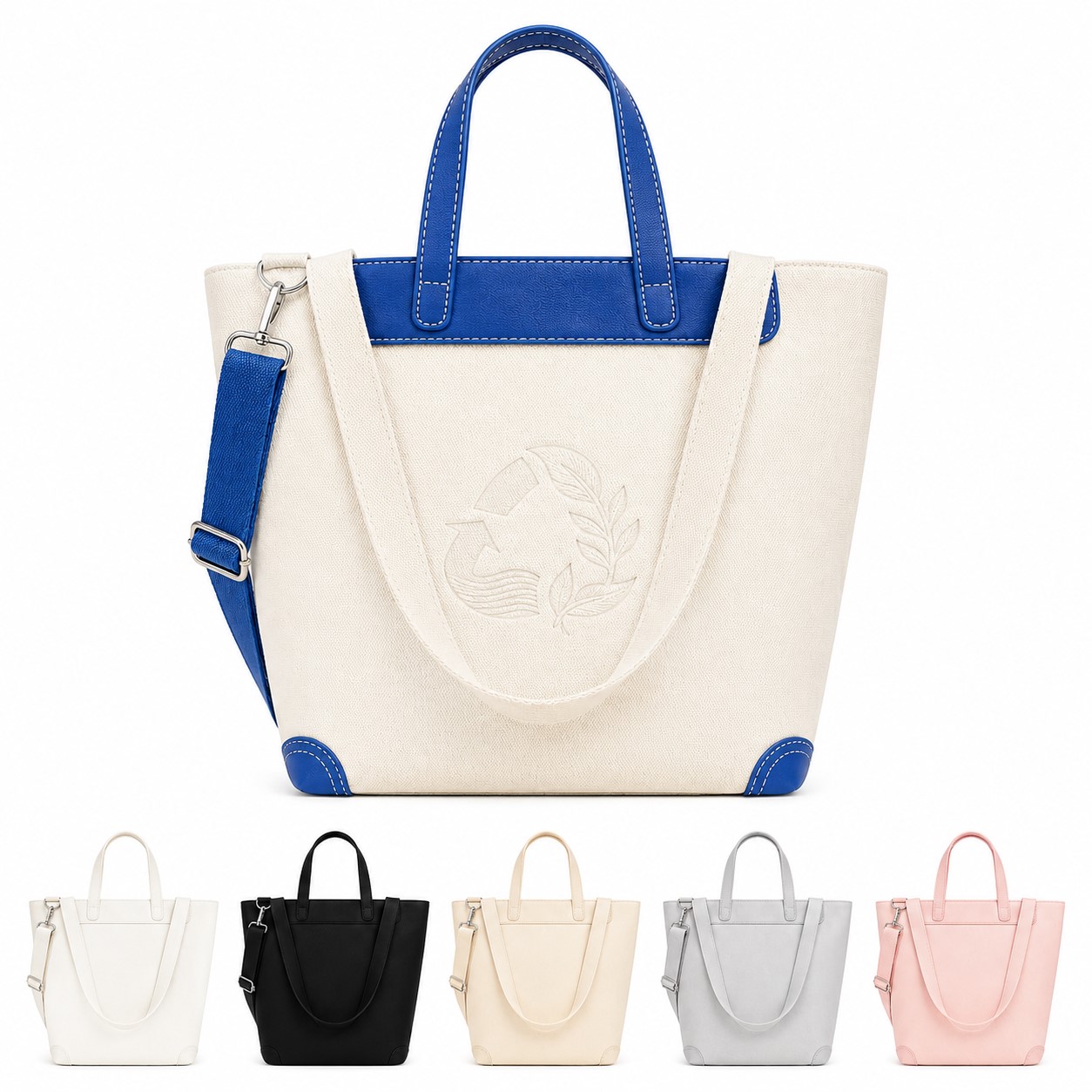Zippered Cotton Canvas Tote With Adjustable Strap