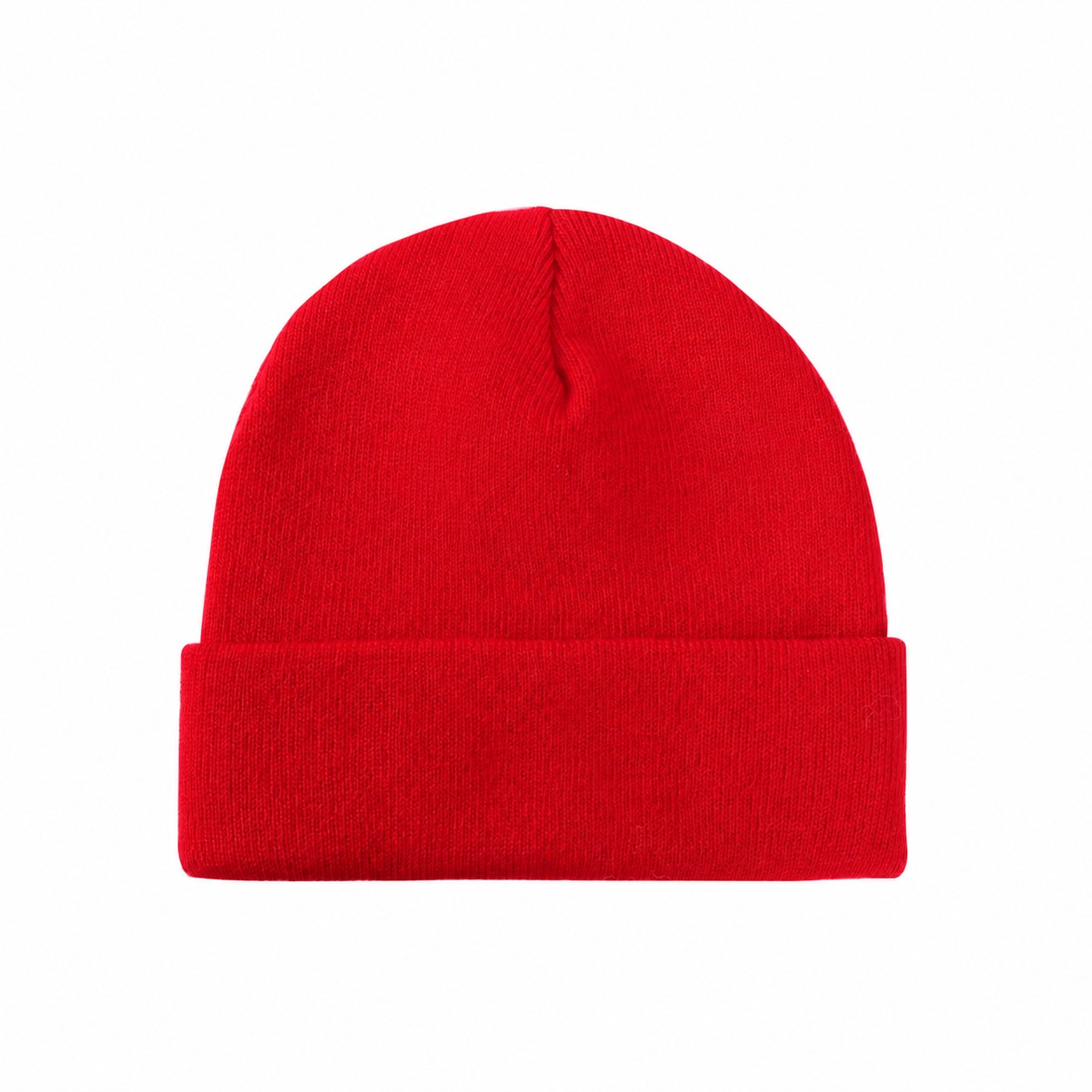 8.5-Inch Cuffed Acrylic Knit Beanie — Red