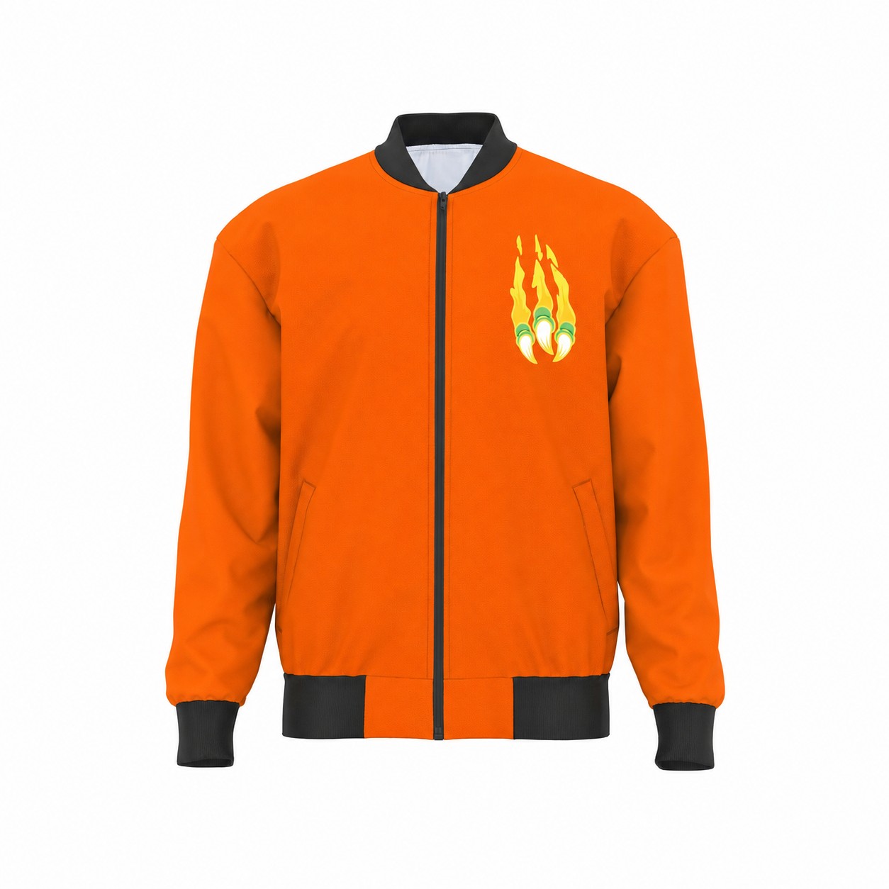 Polyester Smooth Surface Bomber Jacket — Orange