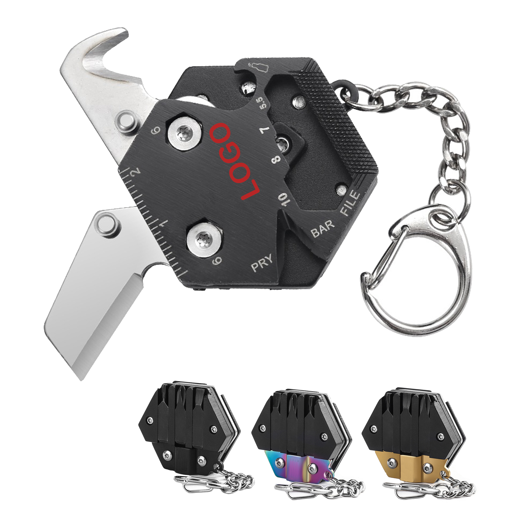 Stainless Hex Multi Tool Keychain