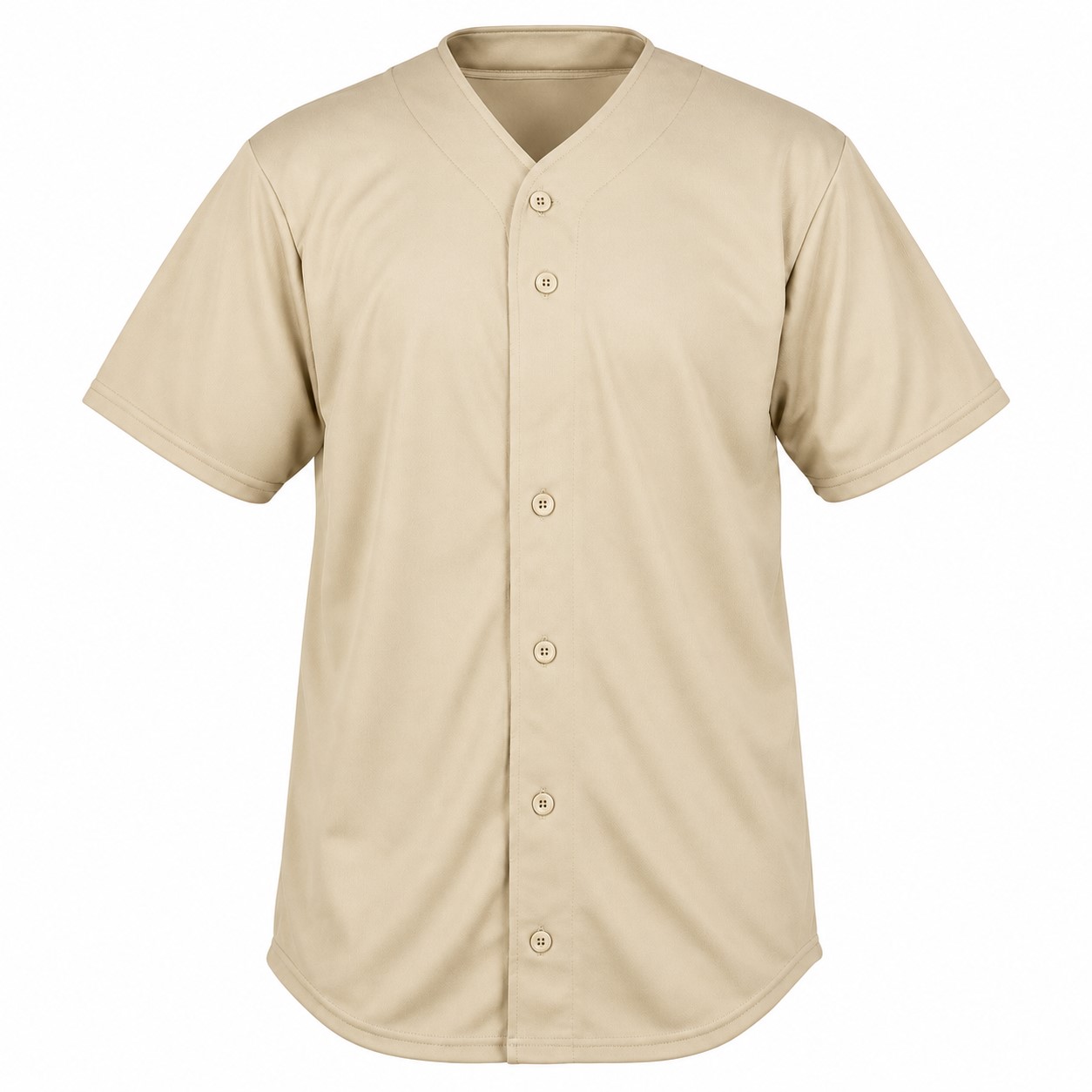Polyester Full Button Mesh Jersey — Beige