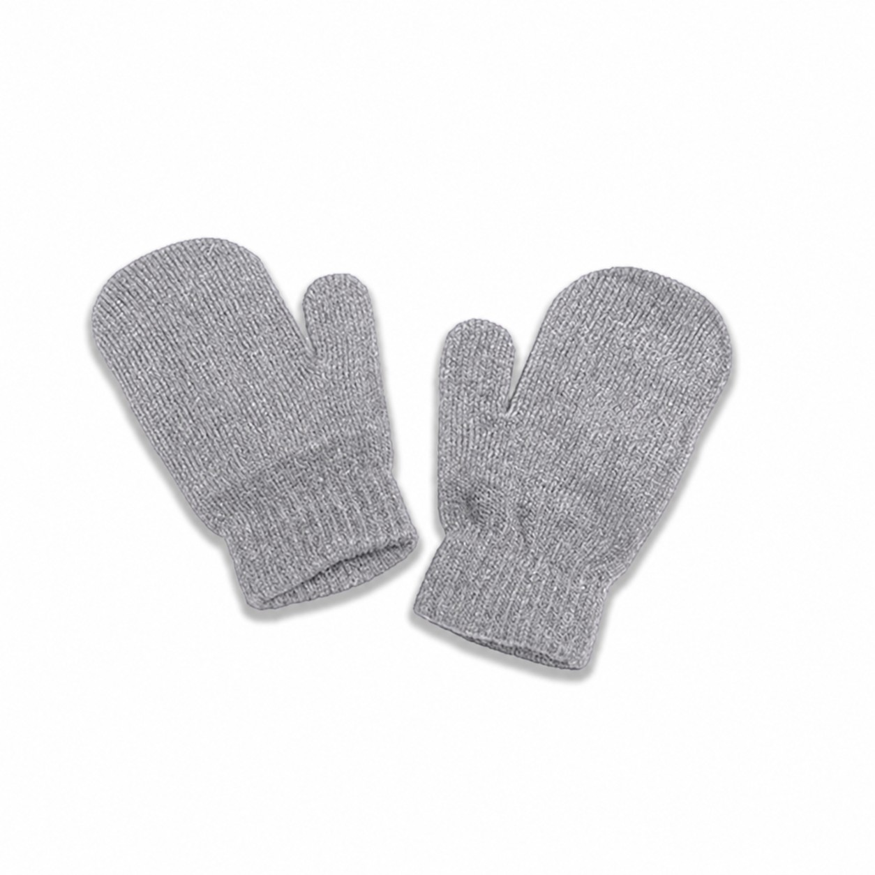 Ribbed Acrylic Winter Mittens — Gray