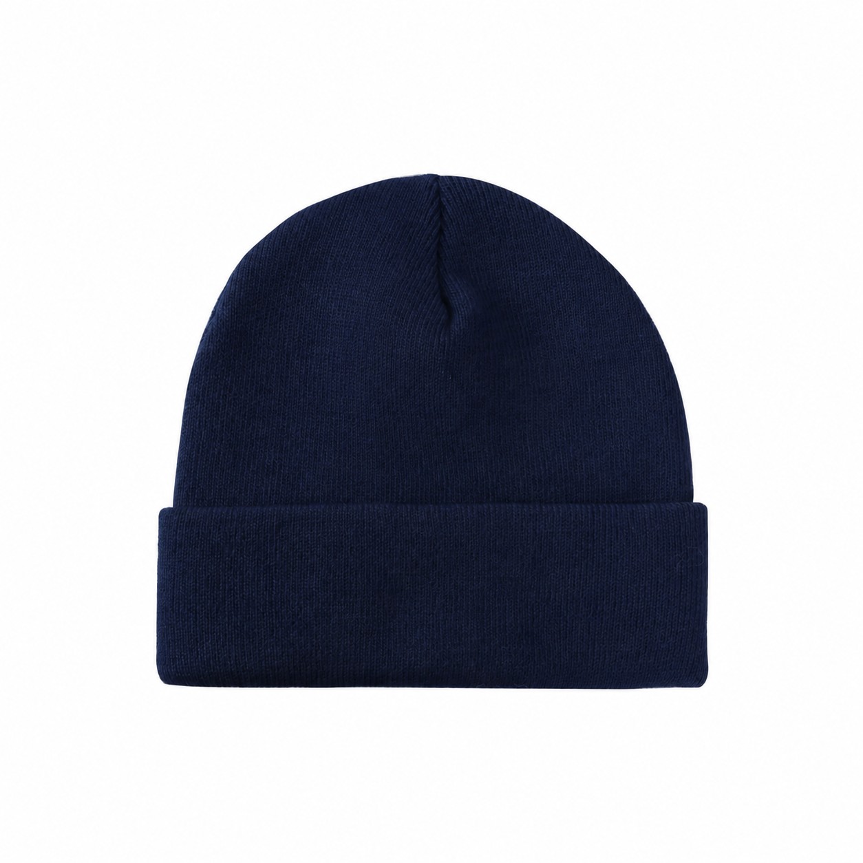 8.5-Inch Cuffed Acrylic Knit Beanie — Navy Blue