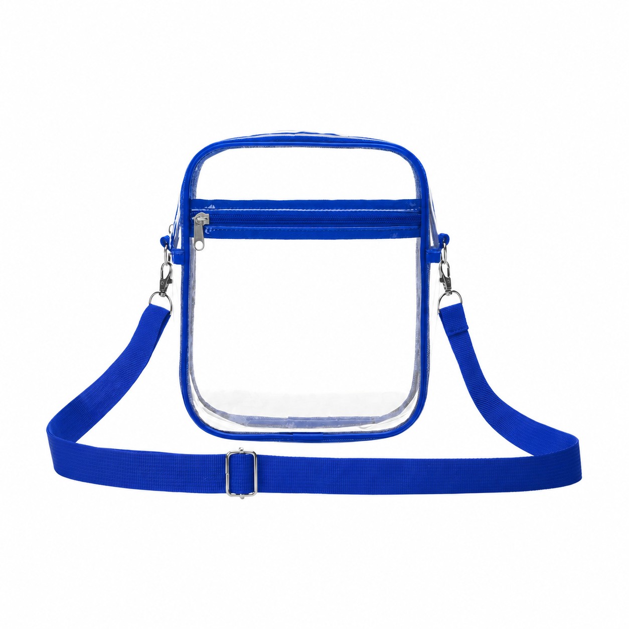 PVC Crossbody Sling Bag — Clear White/Royal Blue