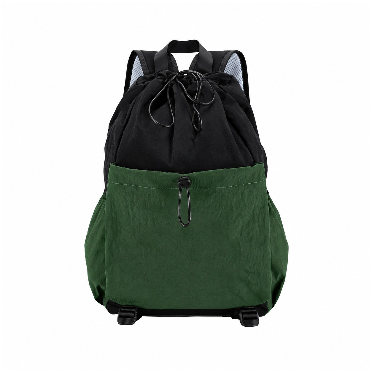 Button Closure Sports Drawstring Bag — Green