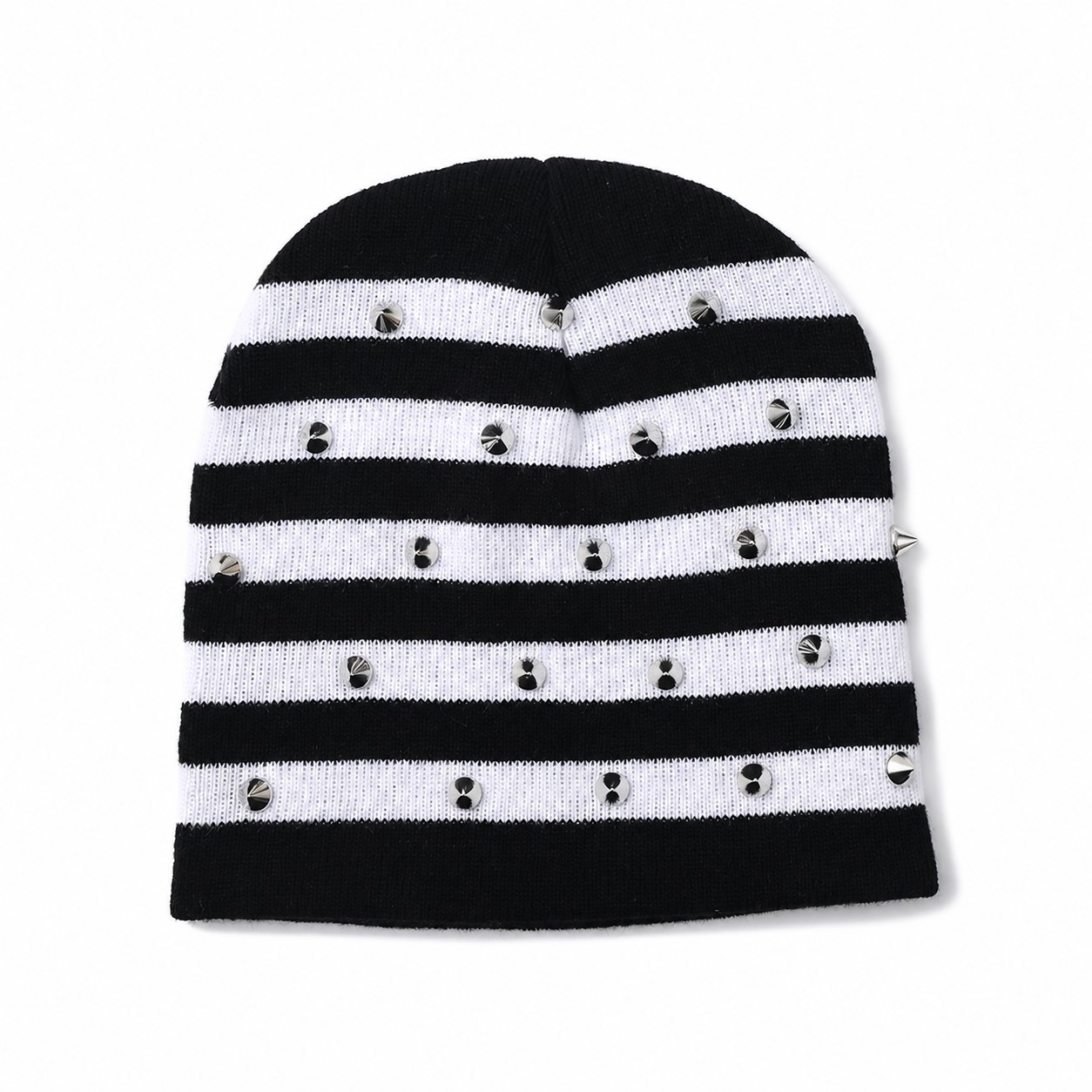Cotton Striped Studded Beanie — view 3