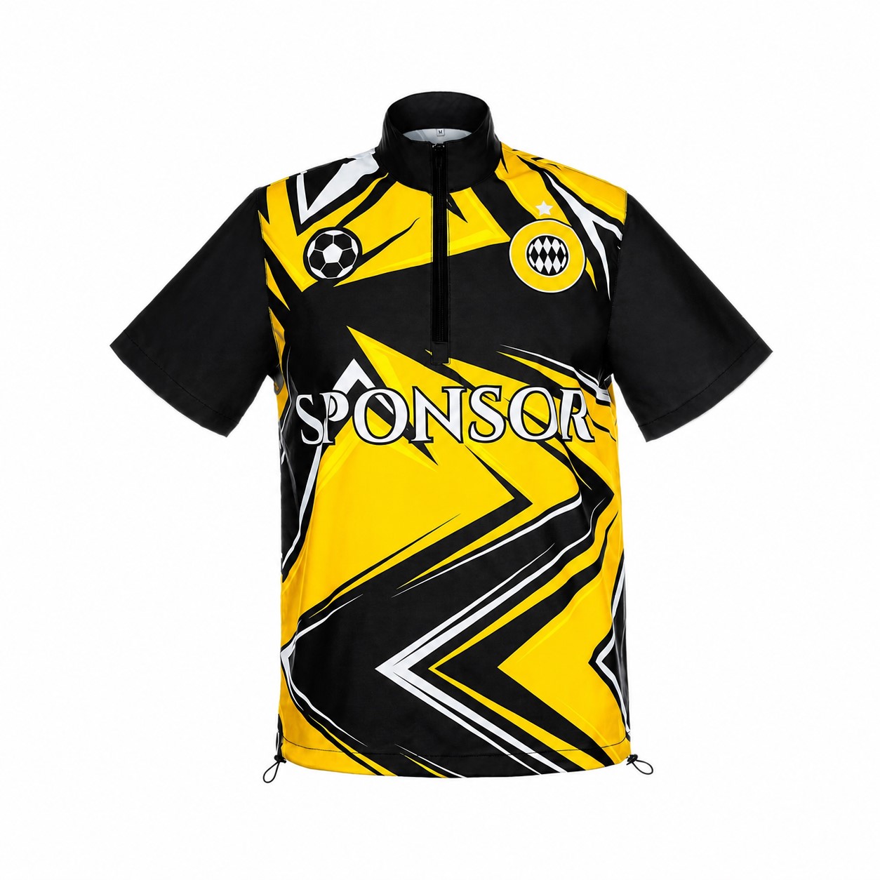 Polyester Quarter-Zip Short Sleeve Jacket — Yellow