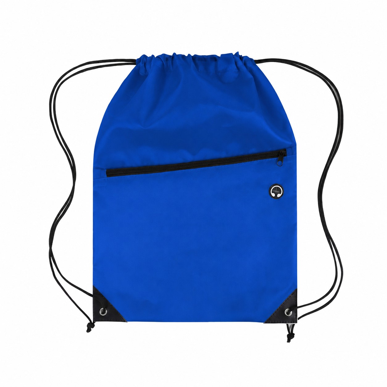 210D Polyester Zippered Drawstring Bag — Royal Blue