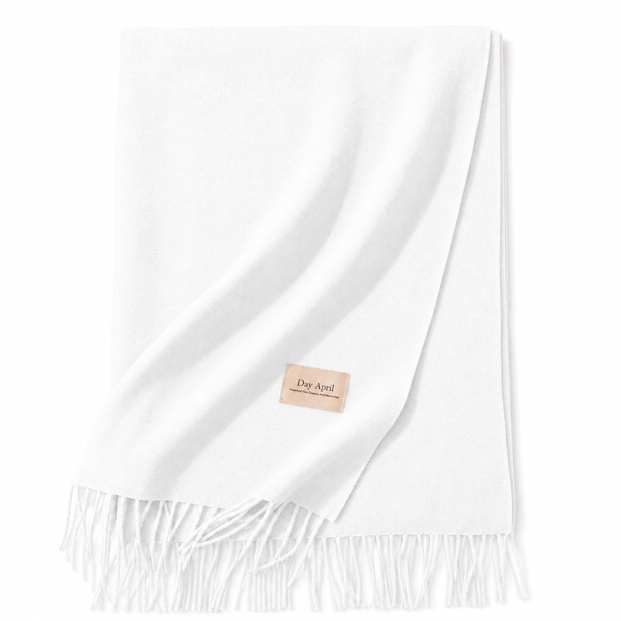 Faux Cashmere Fringed Bandanna Scarf — White