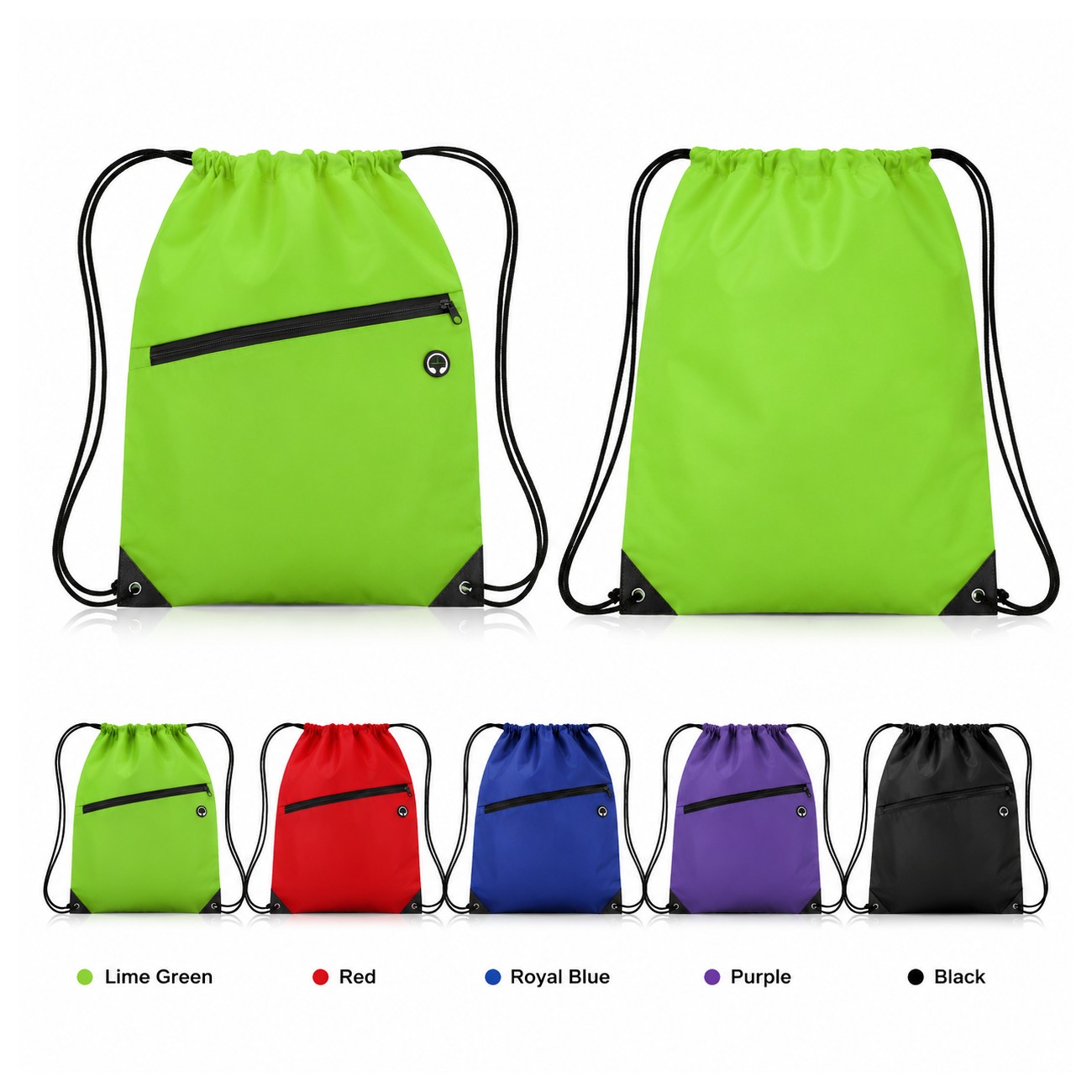 Nylon Zipper Pocket Drawstring Bag