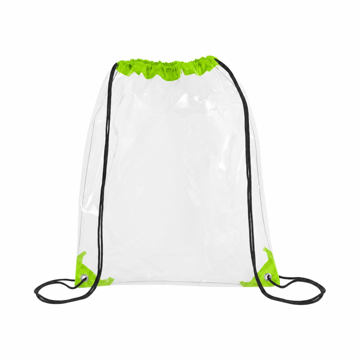 Metal Grommets PVC Drawstring Bag — Lime Green