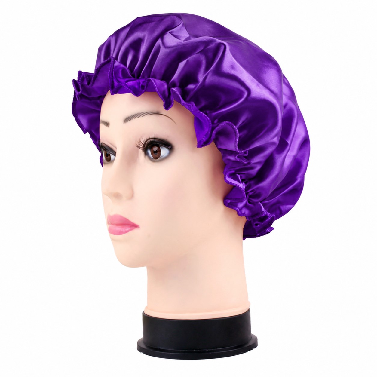 Satin Elastic Sleep Cap — Purple