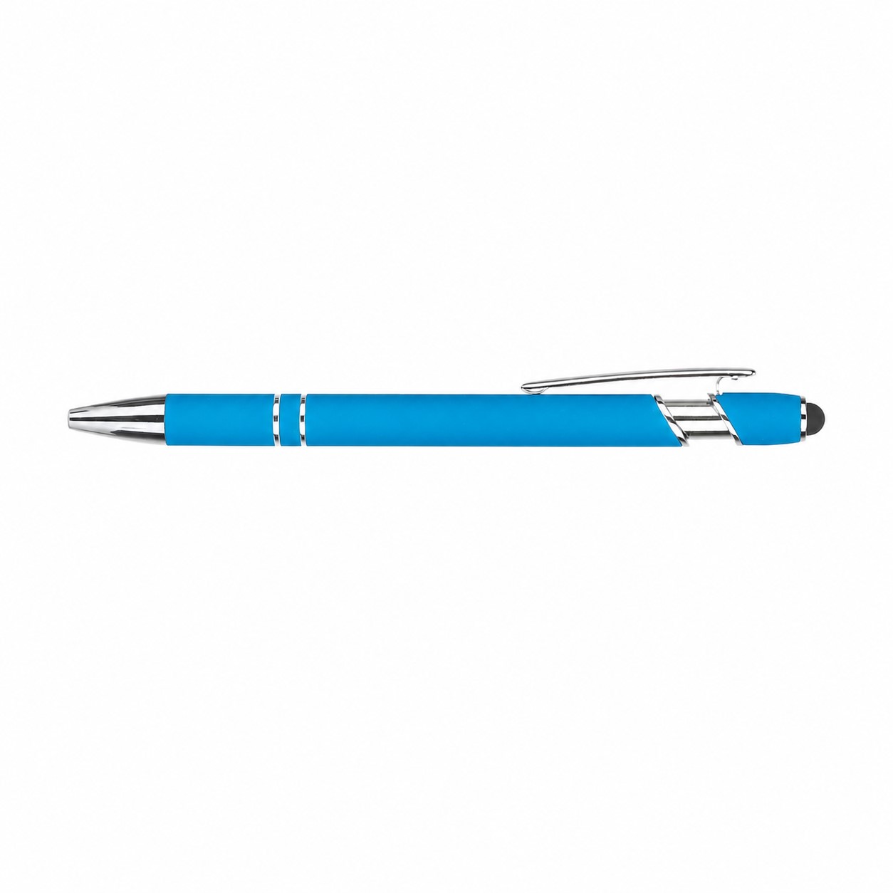 Soft Barrel Metal Stylus Ballpoint Pen — Cyan Blue