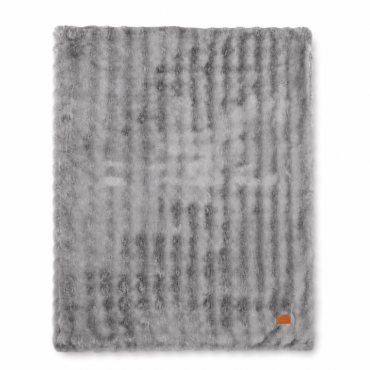 Oversized Bubble Fur Throw Blanket — Gray