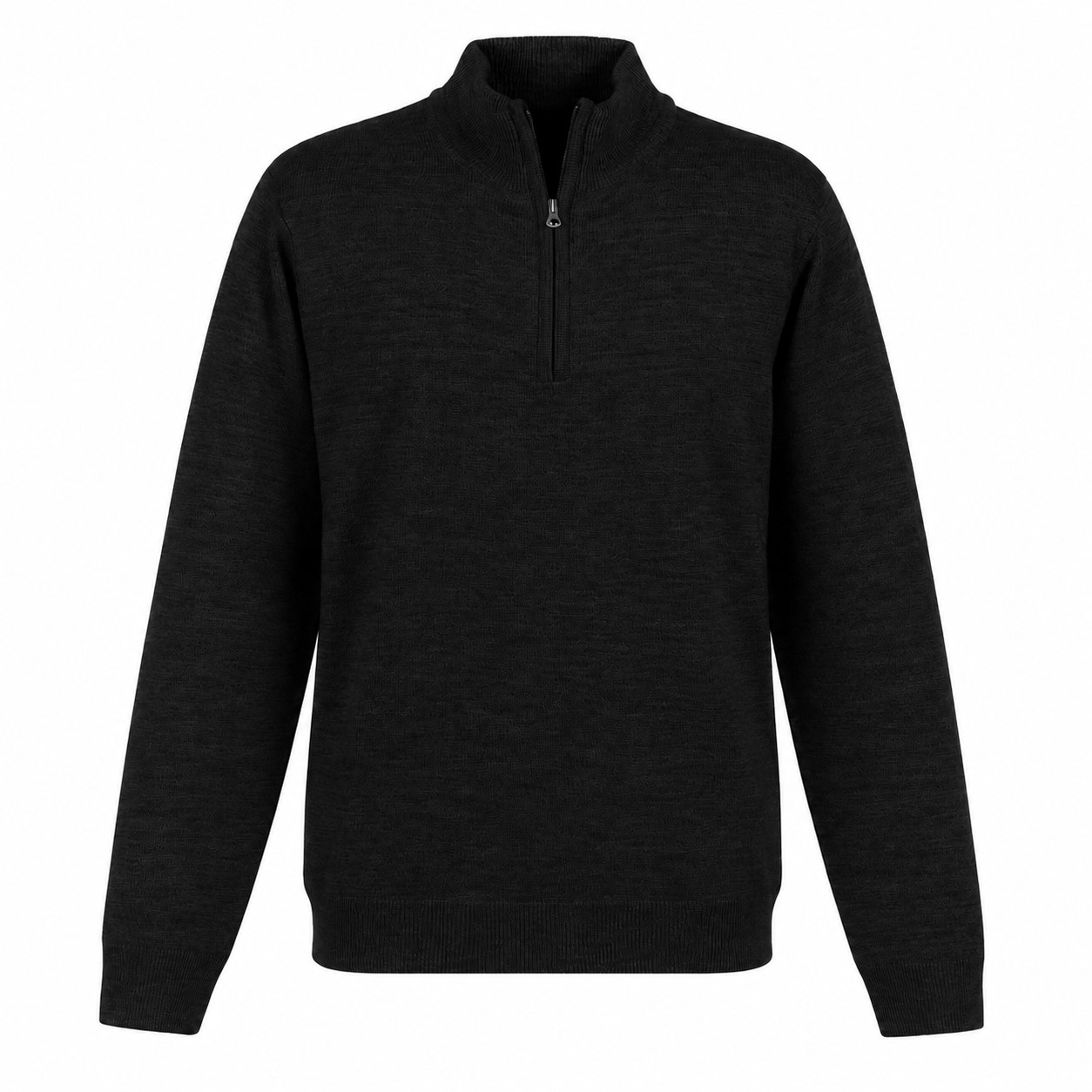 Acrylic Jersey Knit Quarter-Zip Sweater — Black