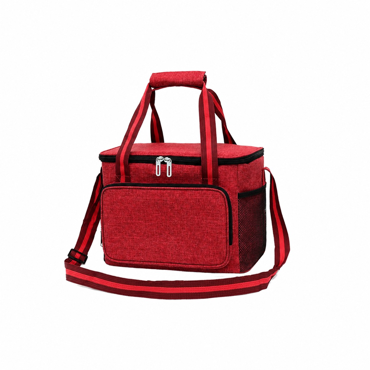 Zippered Oxford Lunch Cooler Bag — Red