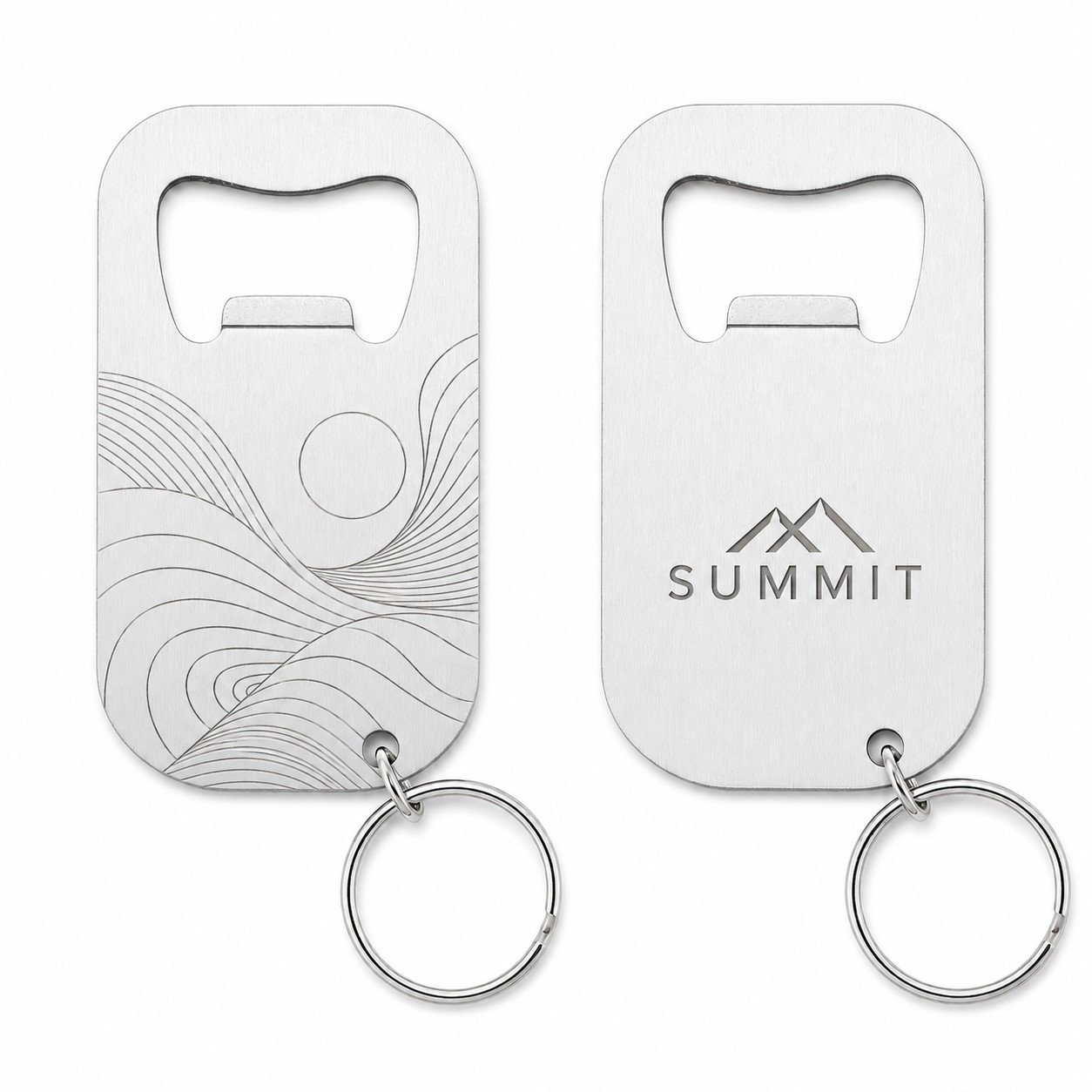 Round Edge Stainless Steel Opener Keychain
