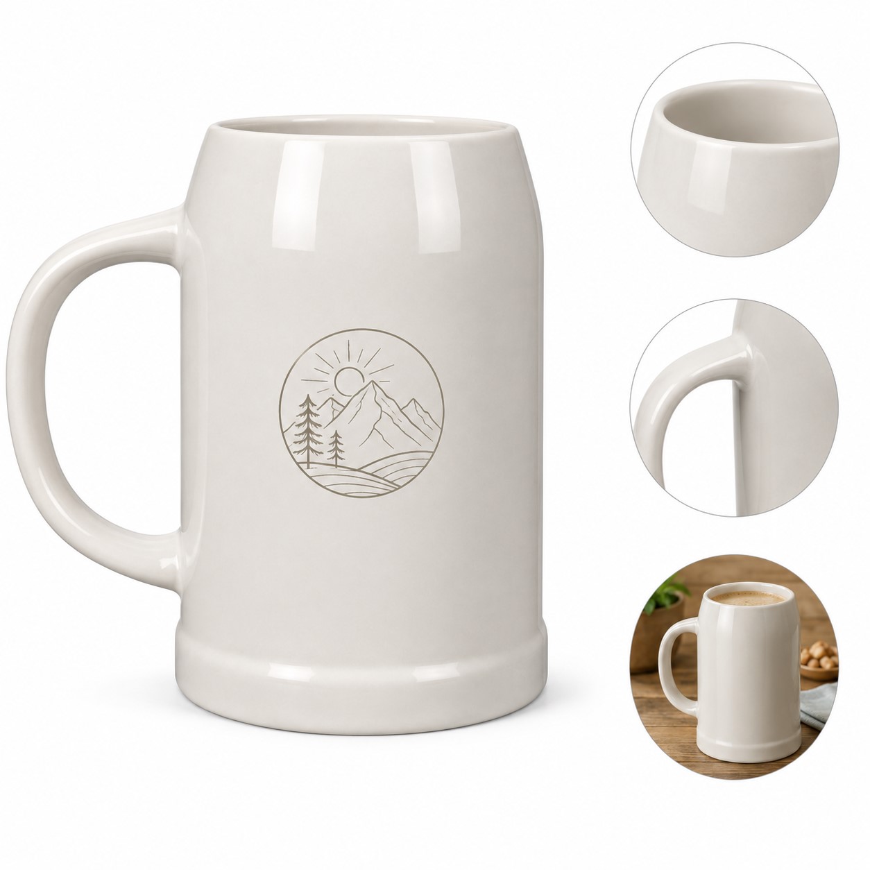Ceramic 17 Oz Wide Base Beer Mug