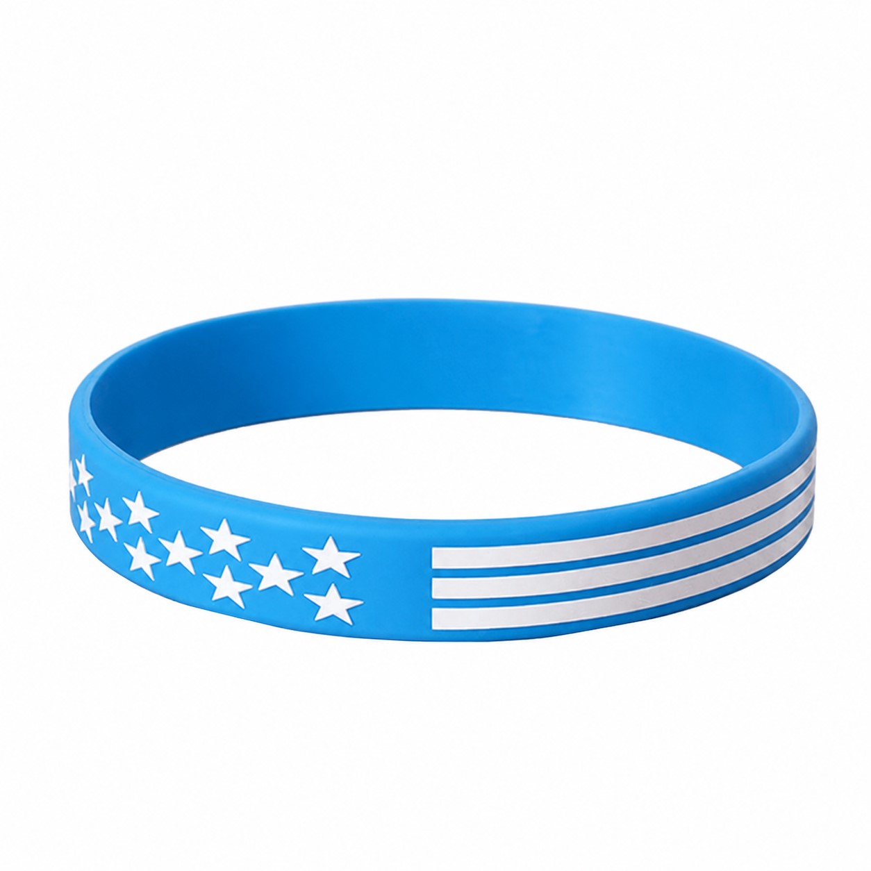 Patriotic Silicone Rally Wristband — Cyan Blue