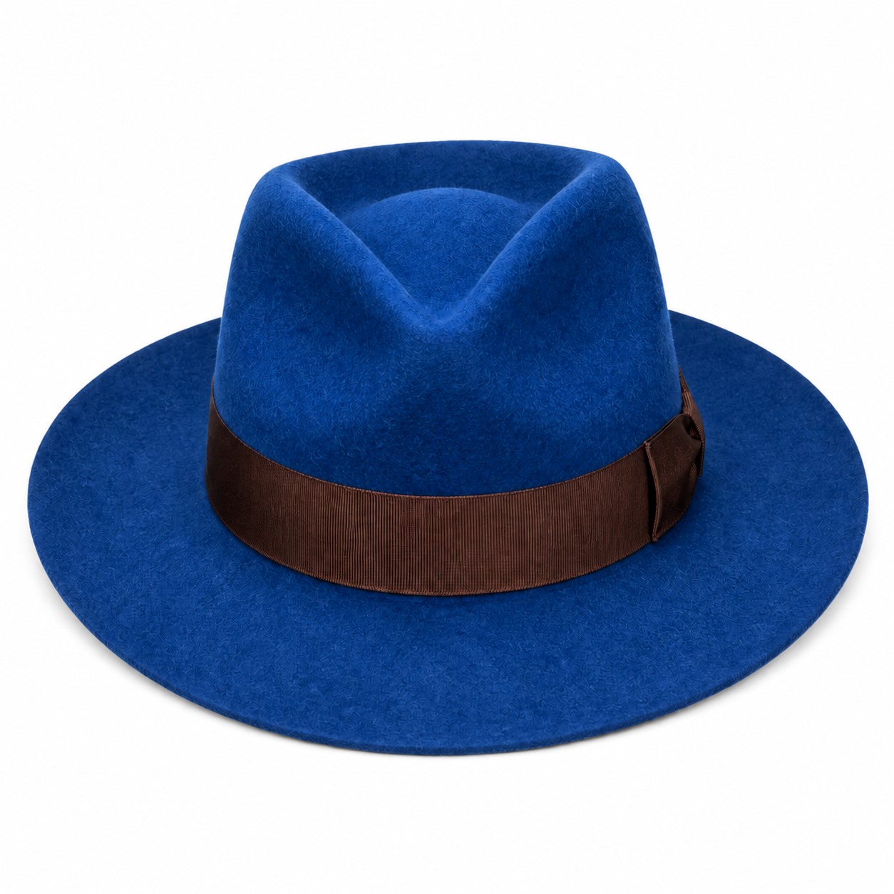 Western Wool Pinch Crown Fedora Hat — Blue