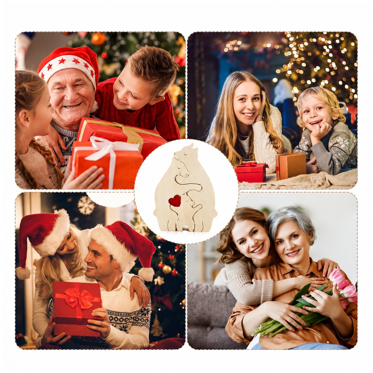 Wooden Bear Family Puzzle — Natural Beige