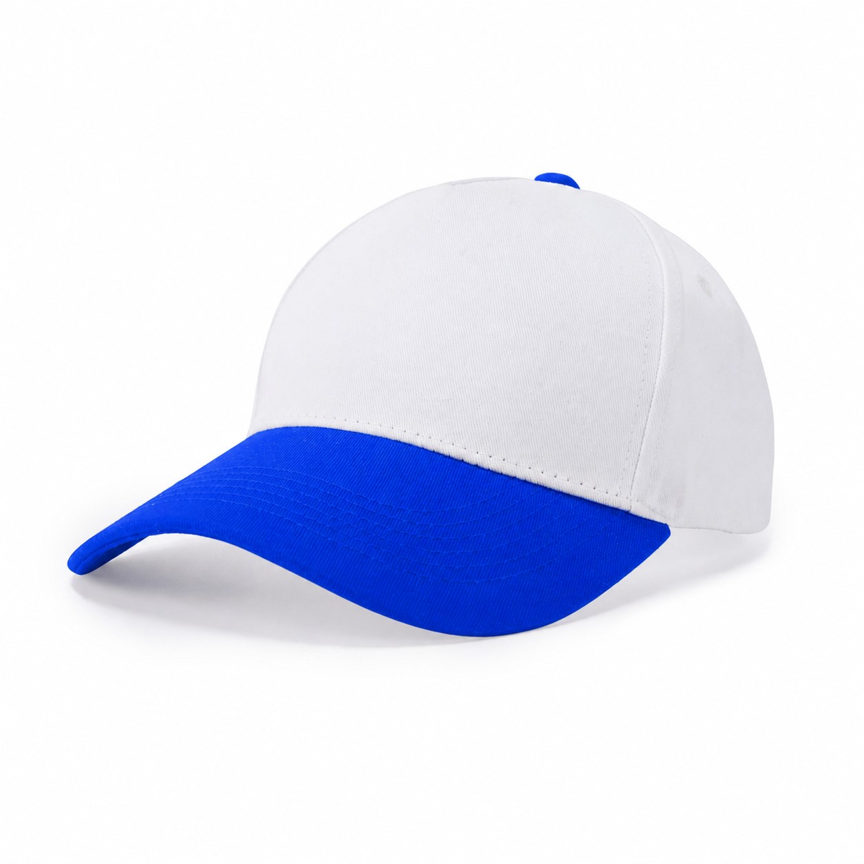 Two-Tone Cotton Twill Structured Cap — White/Royal Blue