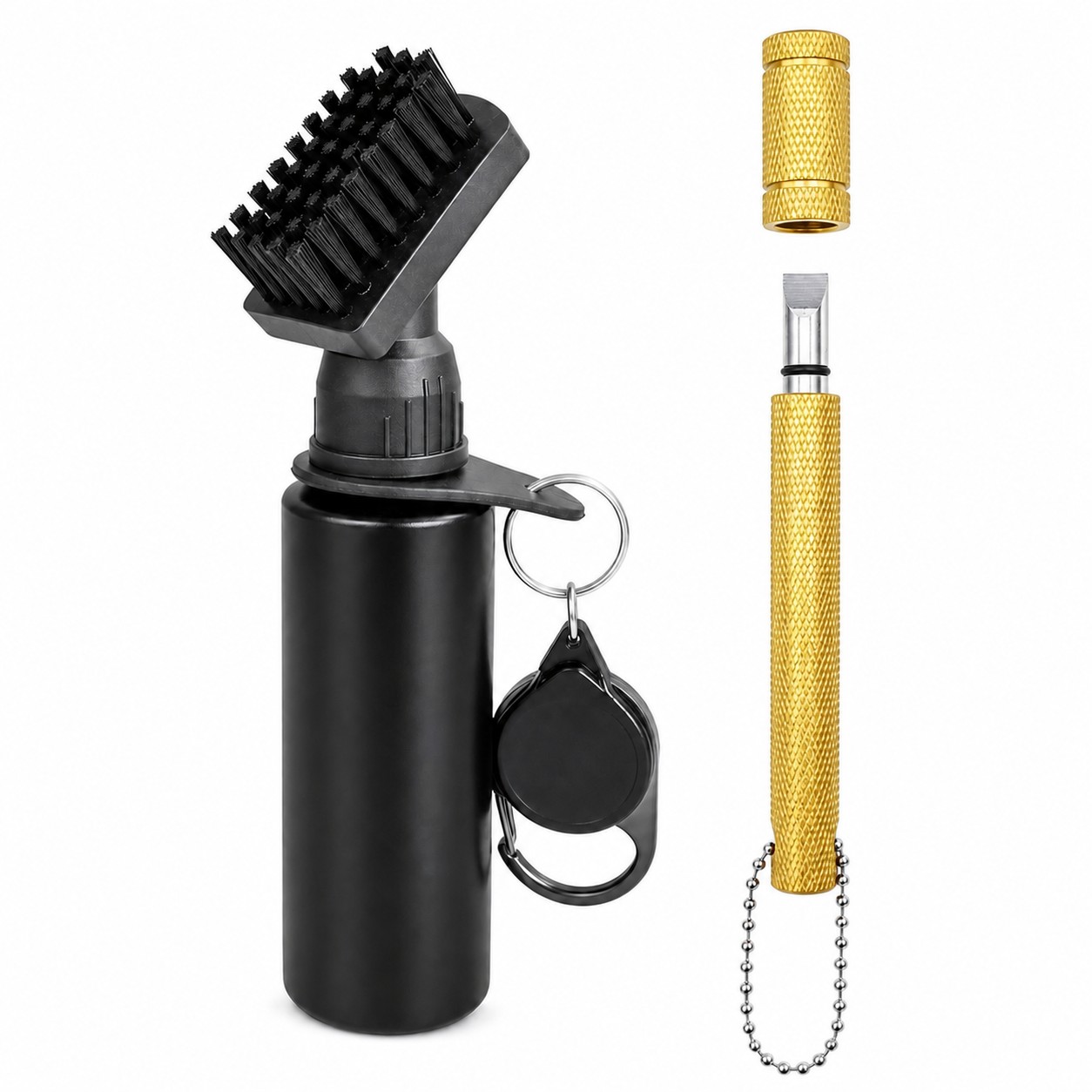 Golf Brush Cleaner With Water Bottle — Gold