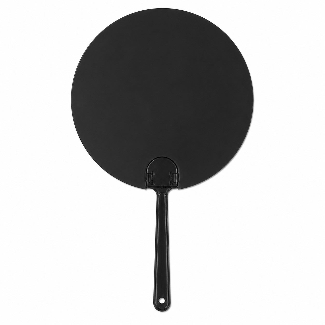 Large Round Plastic Hand Fan — Black
