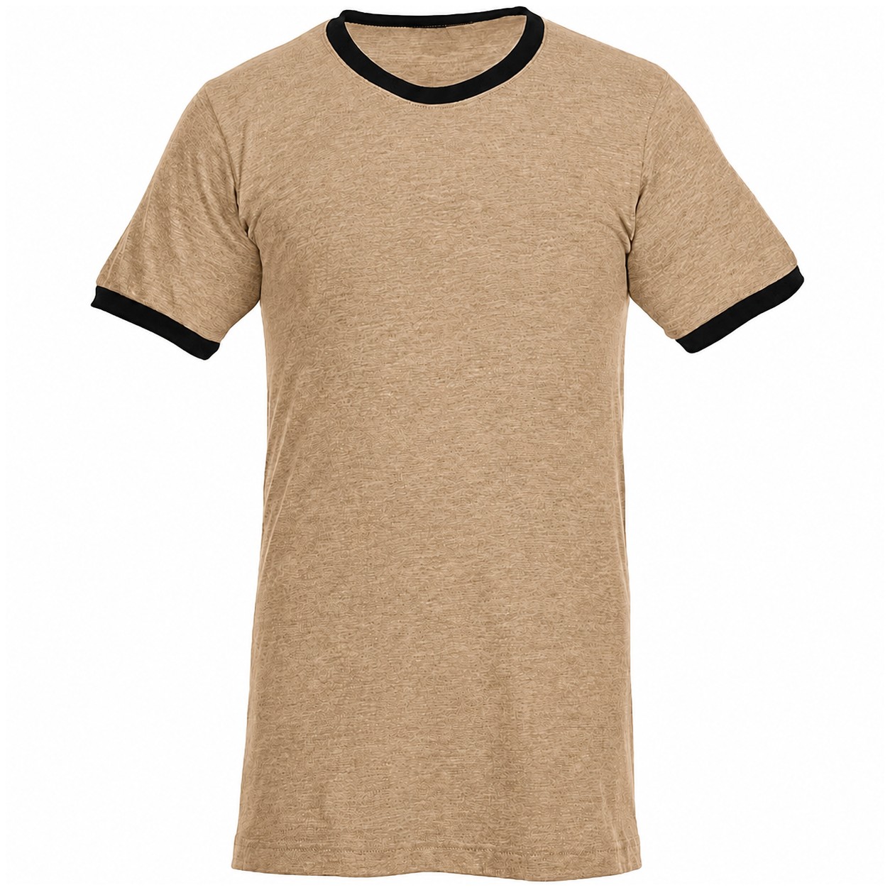 Fine Jersey Ringer Cotton Tee — Tan Beige