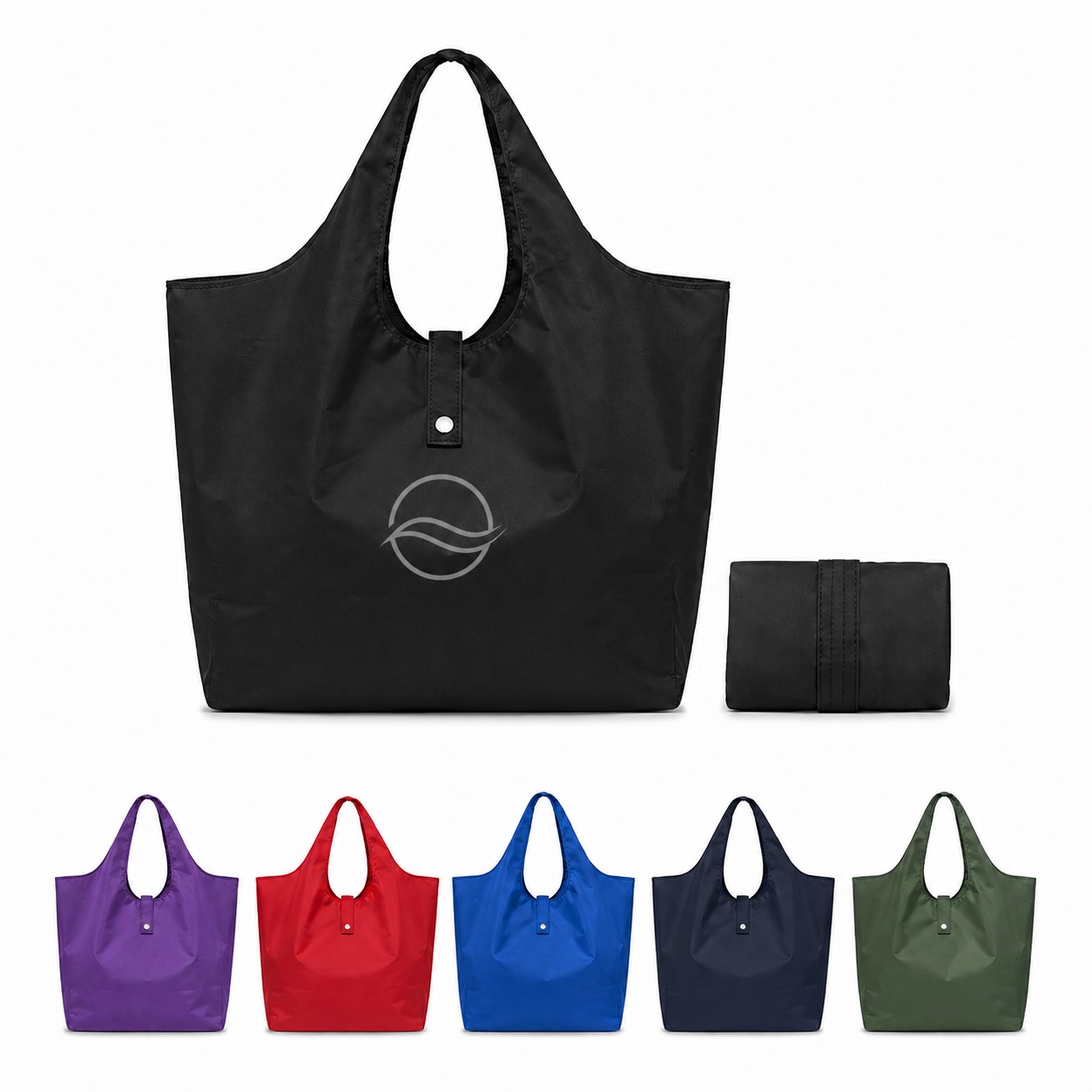 Packable Oxford Shopper Tote With Snap Tab