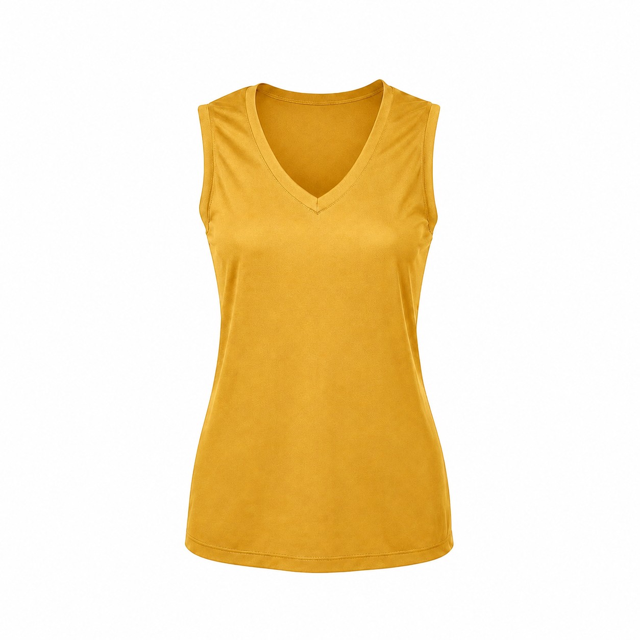 Ladies Polyester V Neck Tank Top — Gold