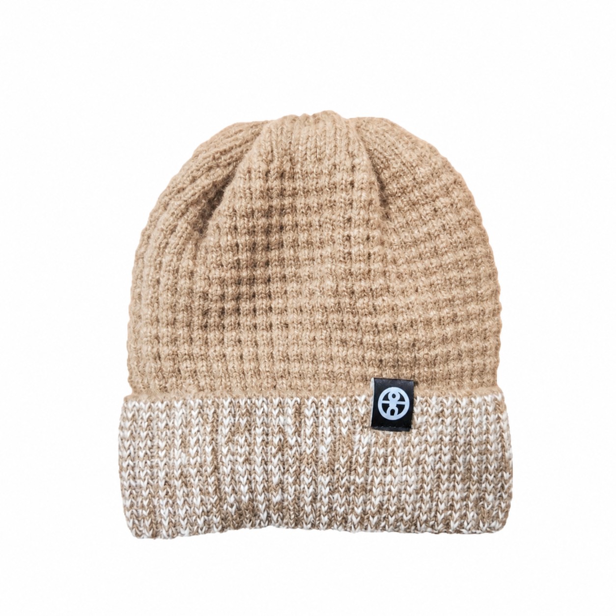 Knit Polyester Cuff Beanie Hat — Tan Beige