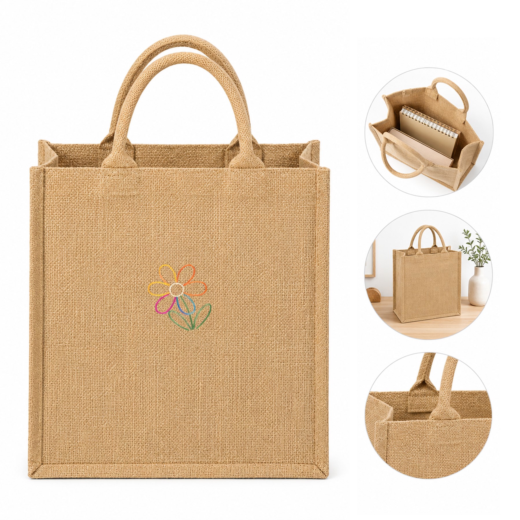 Natural Polyester Market Tote With Rounded Handles