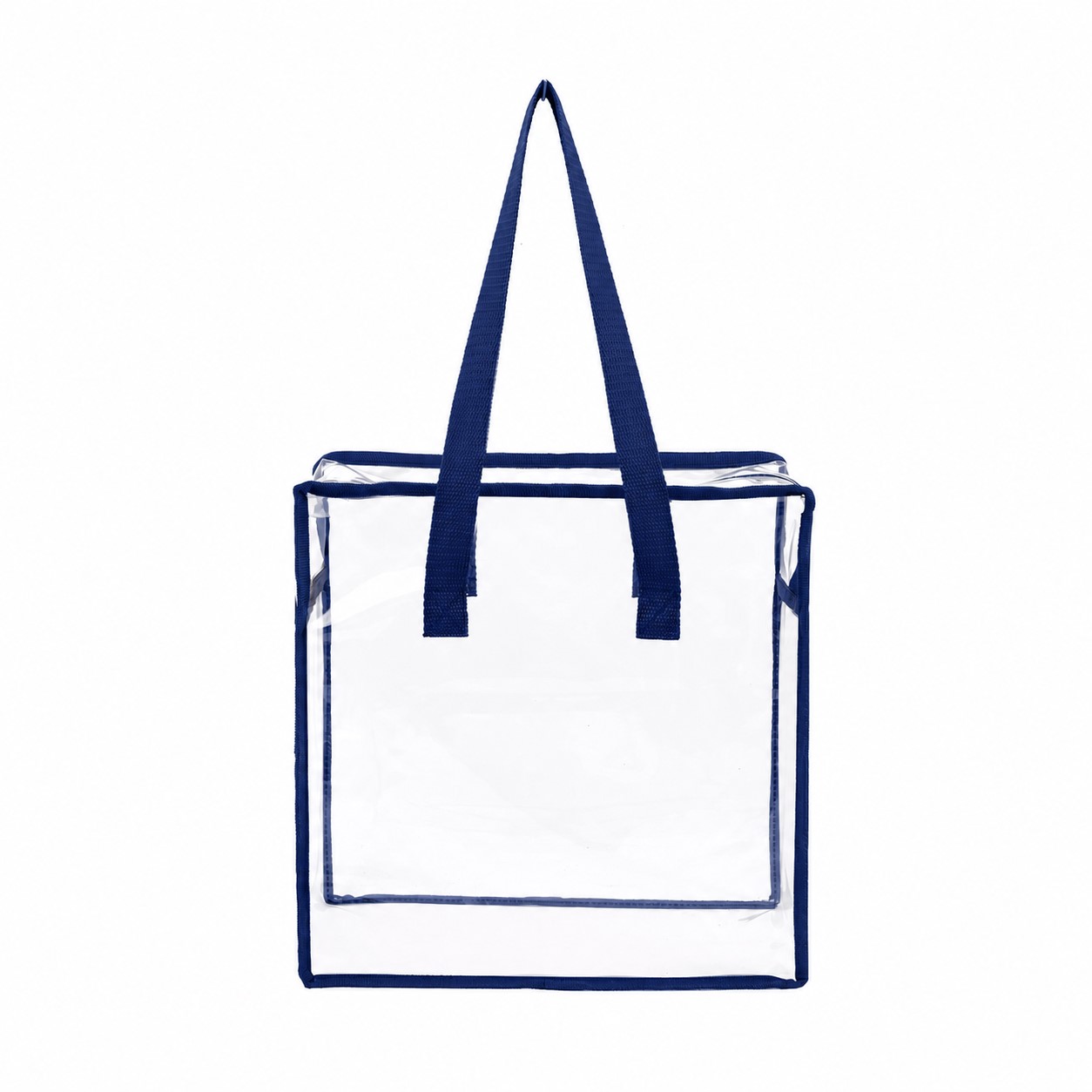 PVC Zippered Storage Tote Bag — Navy Blue