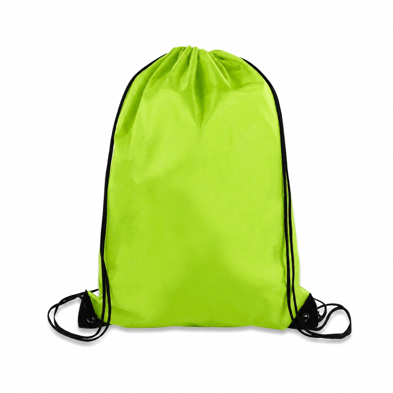 Large 210D Polyester Drawstring Backpack — Lime Green