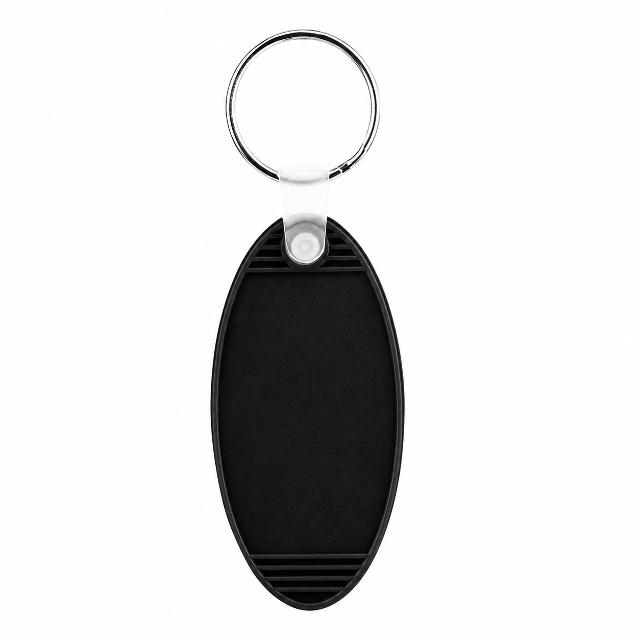 Retro Oval Plastic Keytag Ring — Black