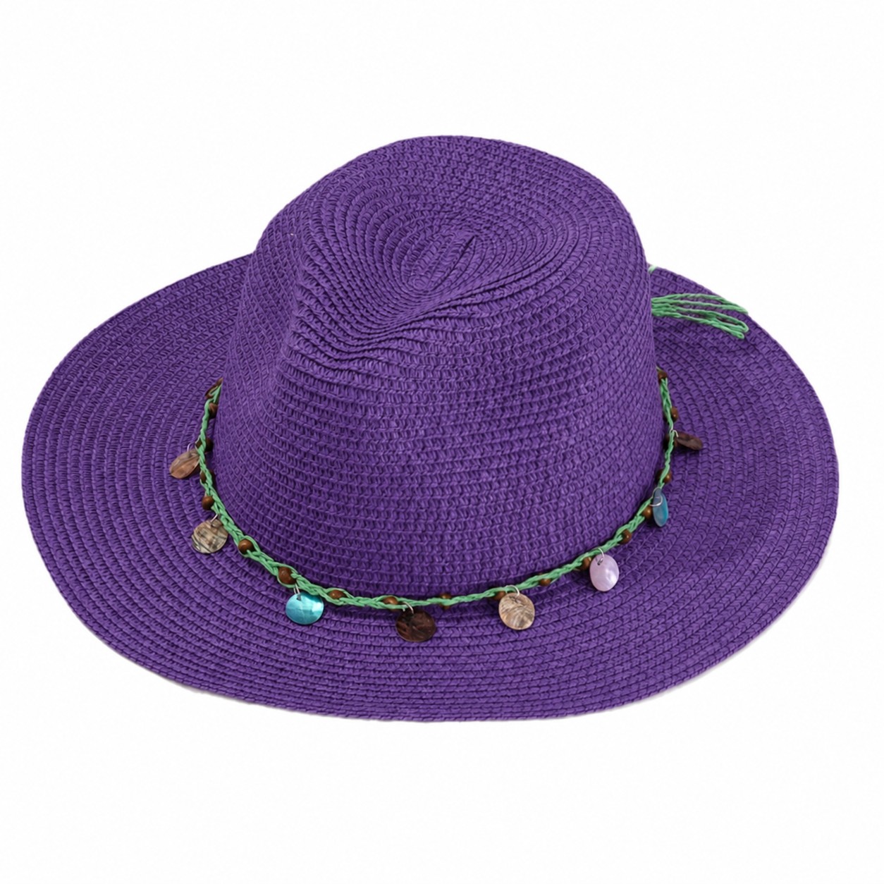 Stone Band Straw Sun Hat — Purple