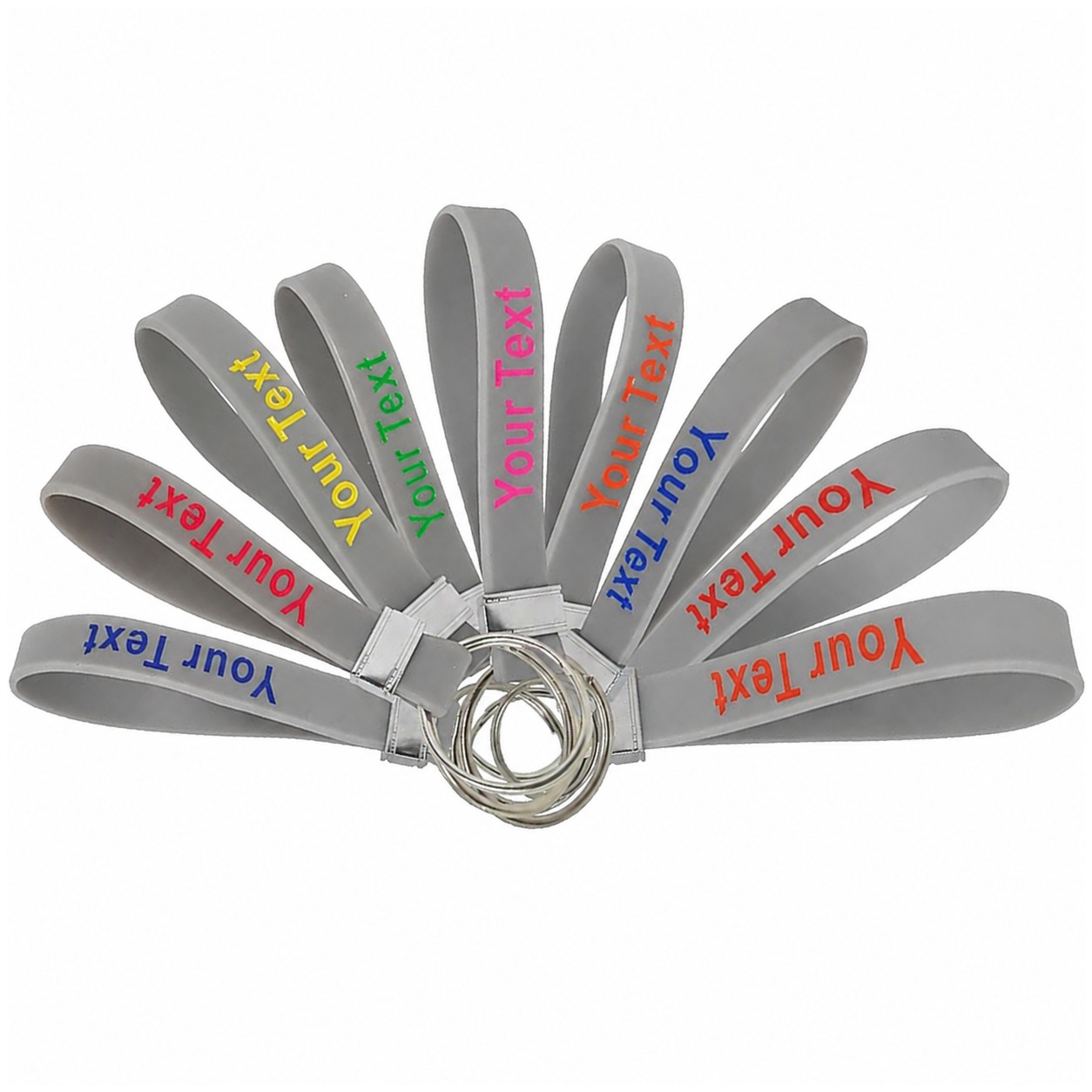 Silicone Loop Keychain Wristband — Gray