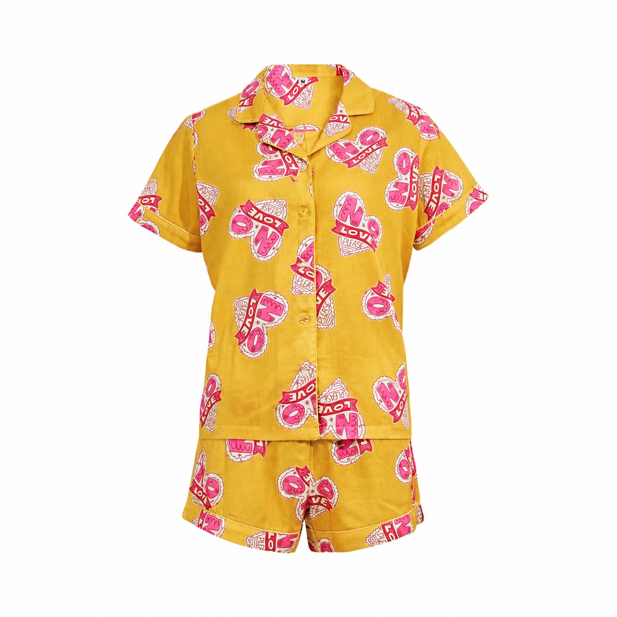 Cotton Pajama Shorts Set — Gold