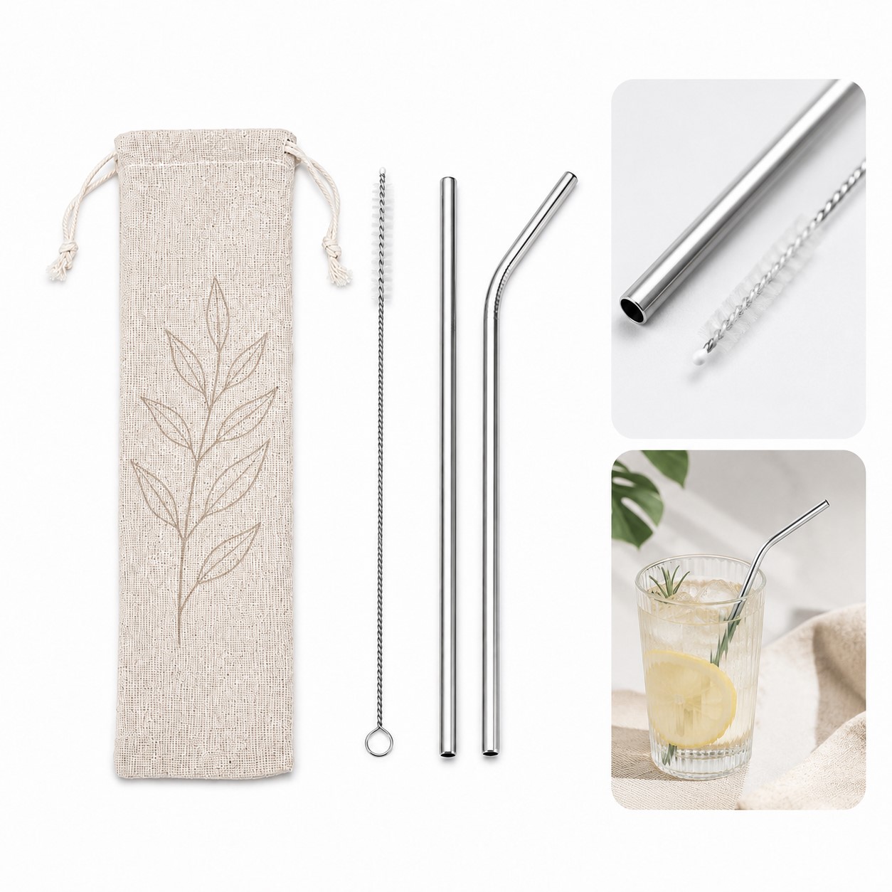 Stainless Steel Straw Set With Travel Pouch